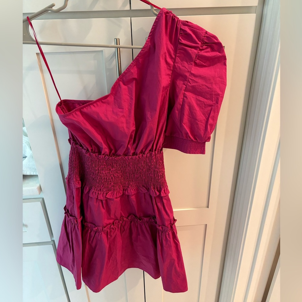 Pink one shoulder mini dress